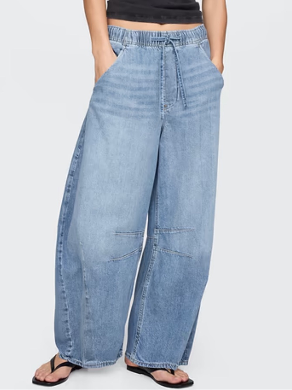 Gap UltraSoft Denim Horseshoe Jeans size Large New Elastic Waist